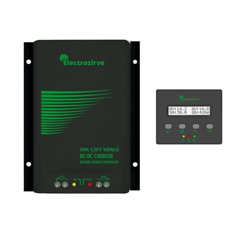 Elektrozirve 30A Dc-Dc Bidirection Charger Akü Şarj Kontrol+Ekran